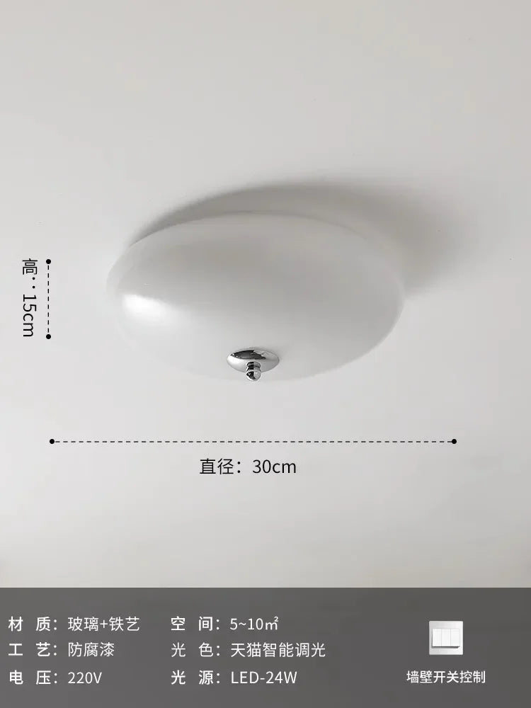 Lámparas de techo redondas de cristal color crema DecorBites™ | Iluminación LED moderna para interiores | Ideal para dormitorio, estudio o balcón