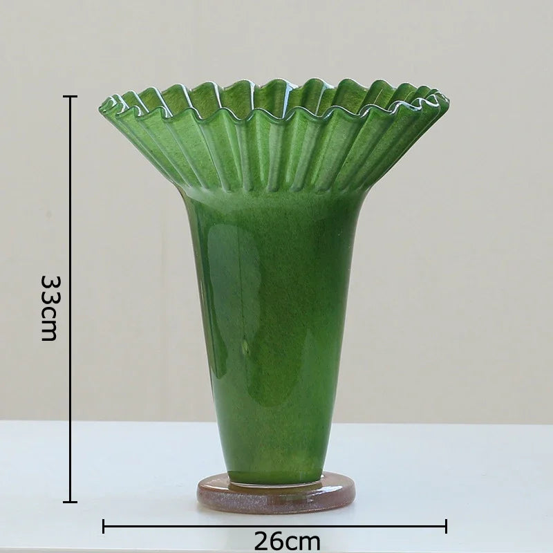 DecorBites™ Lotus Leaf Glass Vase: Elegant Table Decor & Plant Pot for Room Aesthetic