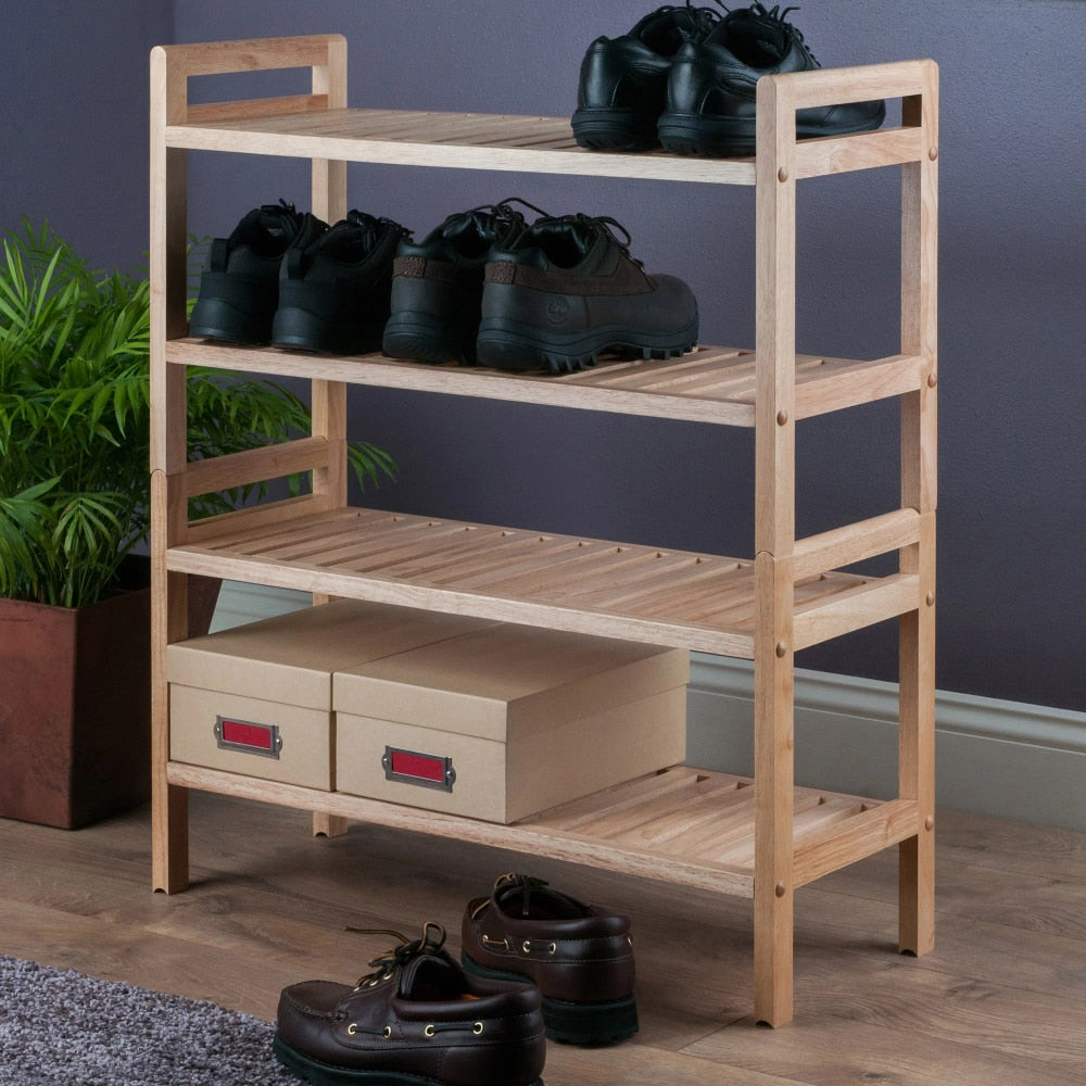 Helge - Wood Stackable Shoe Rack Shoe Cabinet Entryway Shoe Storage Cabinet