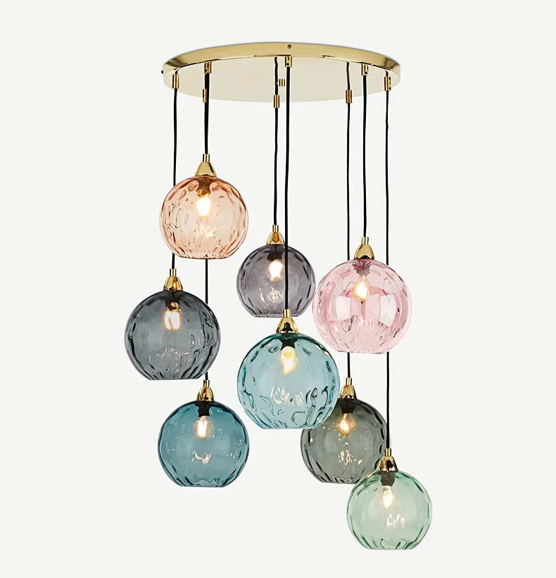 Nordic Water Grain Colored Glass Globe Pendant Light