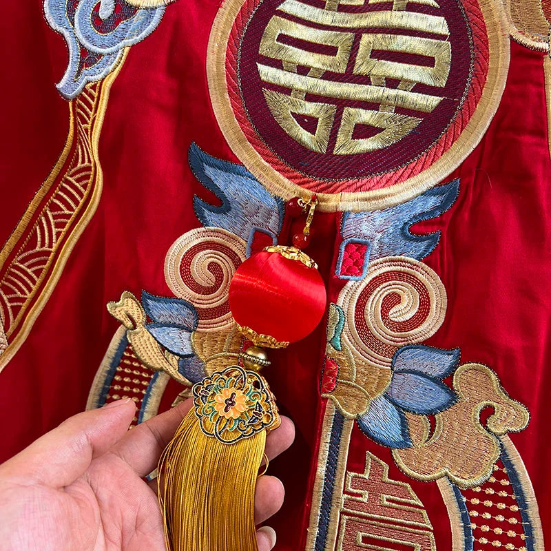 DecorBites™ Luxury Gold Loong Phoenix Embroidery Bedding Set, 1000TC Egyptian Cotton