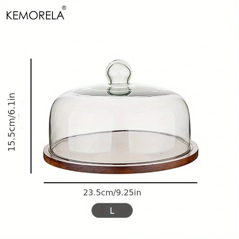 DecorBites™ Caja de almacenamiento de alimentos con molde de madera creativo para pasteles y tapa de vidrio