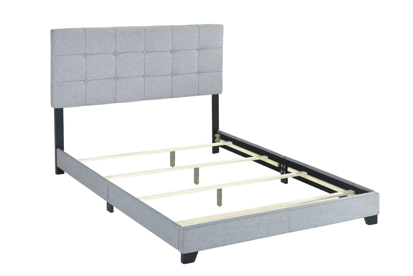 Ragnhild - Gray Upholstered Panel Bed Queen Size Bed Frame