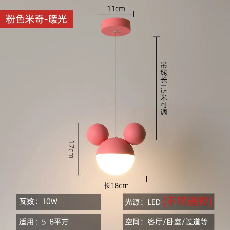 Lámpara colgante LED DecorBites™ con diseño de dibujos animados para niños, ideal para el cuidado de la vista con Mickey y la Princesa Mickey.