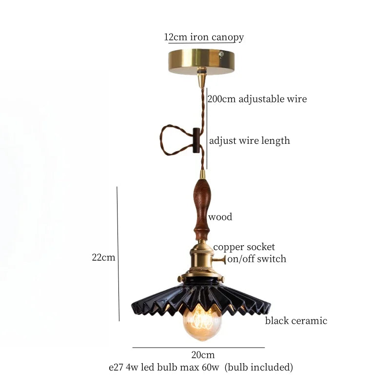 DecorBites™ Ceramic LED Pendant Light: Modern Brass Hanging Lamp for Home Decor