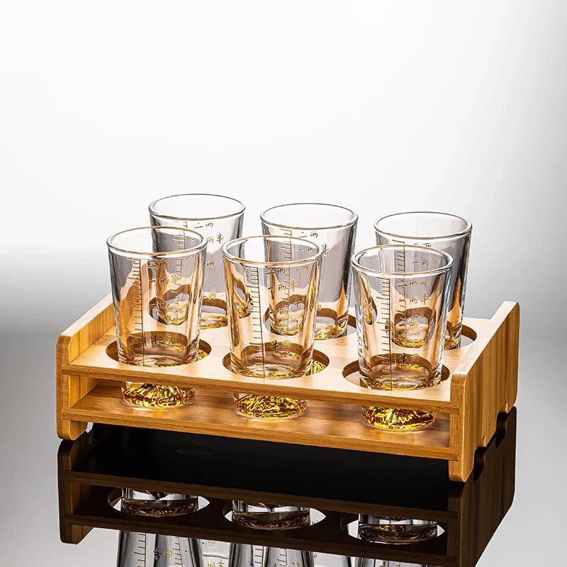 DecorBites™ Clear Glass Liquor Cup Set 2oz Chinese Spirit Drinking Glasses with Graduated Line