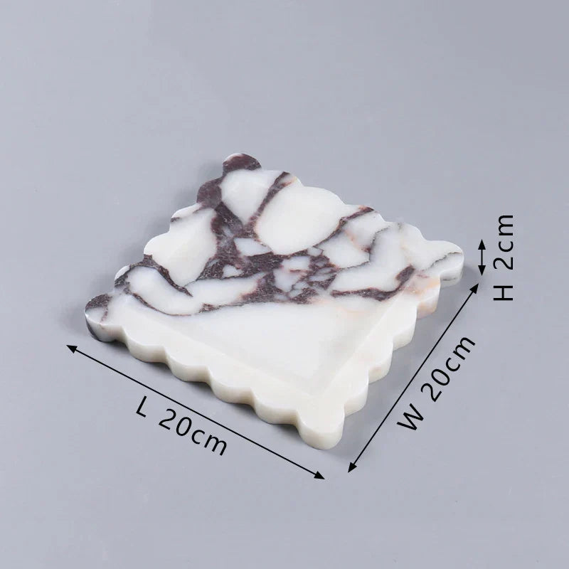 DecorBites™ Calacatta Viola Marble Tray: Luxury Vanity & Kitchen Decor Tray