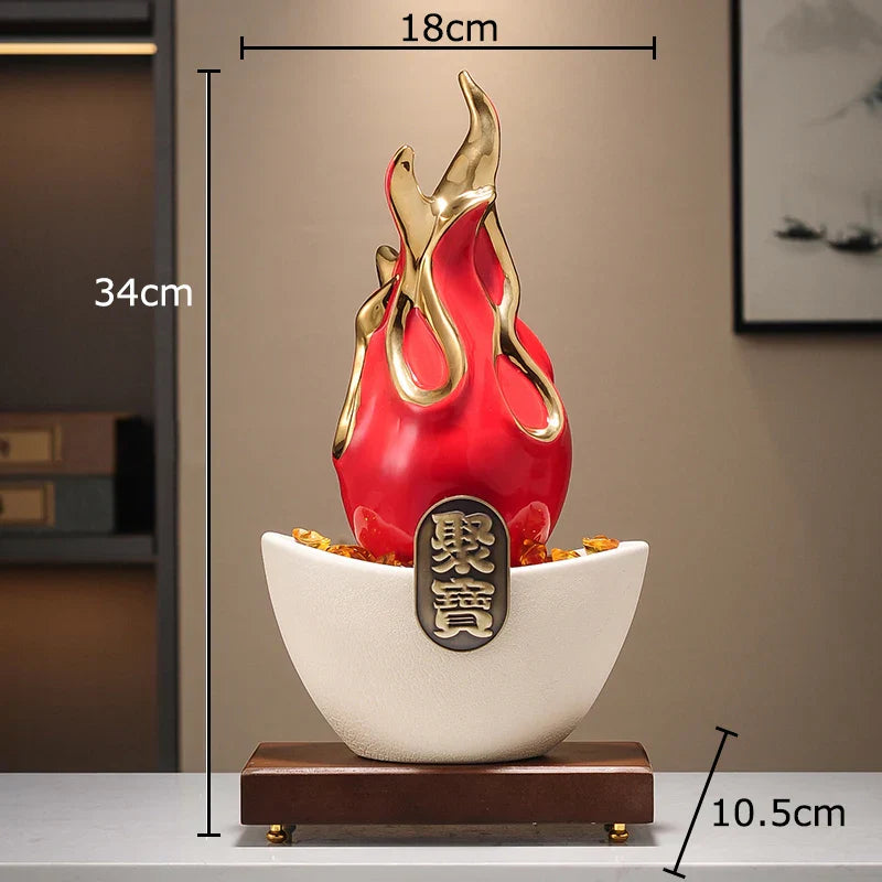 Adorno de cerámica DecorBites™ con forma de gato pitaya dorado para decoración Feng Shui y paisajismo