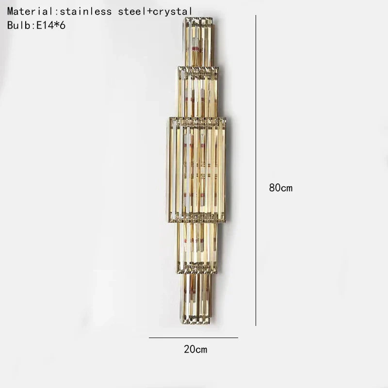 DecorBites™ Clear Glass Wall Lamp Stainless Steel Sconces for Hotel Hall Dining Room