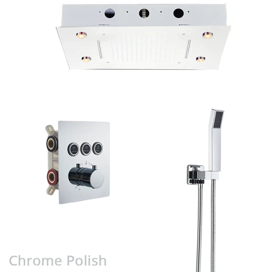 نظام دش DecorBites™ ثلاثي الاتجاهات مع رأس شلال مطري وصنبور خلاط حوض الاستحمام.