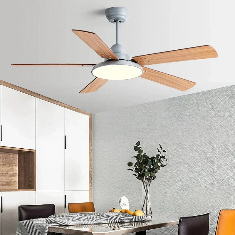 DecorBites™ 5-Blade Wooden Ceiling Fan Light with Remote Control and Adjustable Wind Speed