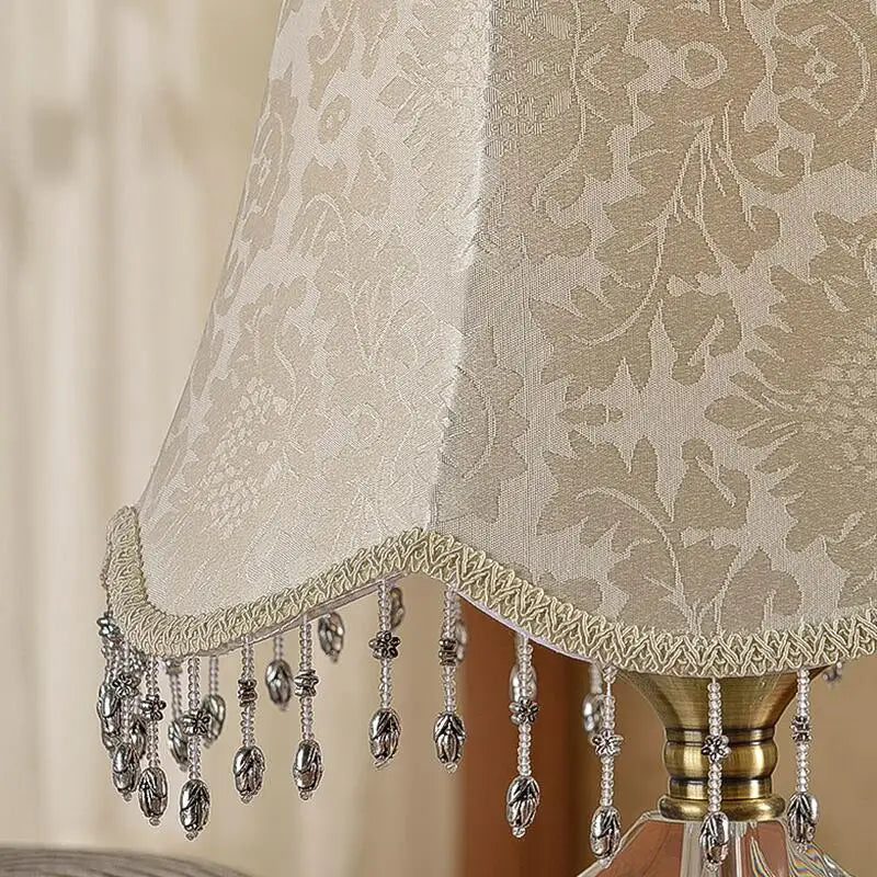 DecorBites™ Crystal Table Lamp with Fabric Lampshade - Luxury Bedroom Lighting