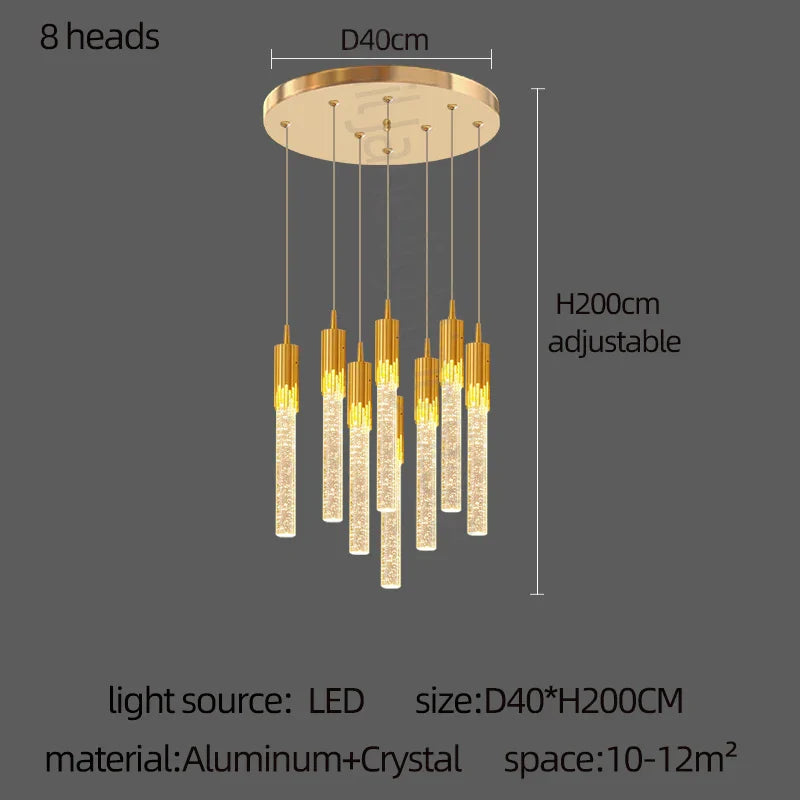 DecorBites™ Gold Crystal LED Chandelier: Modern Dining Room Lamps, Hanging Kitchen Ceiling Light