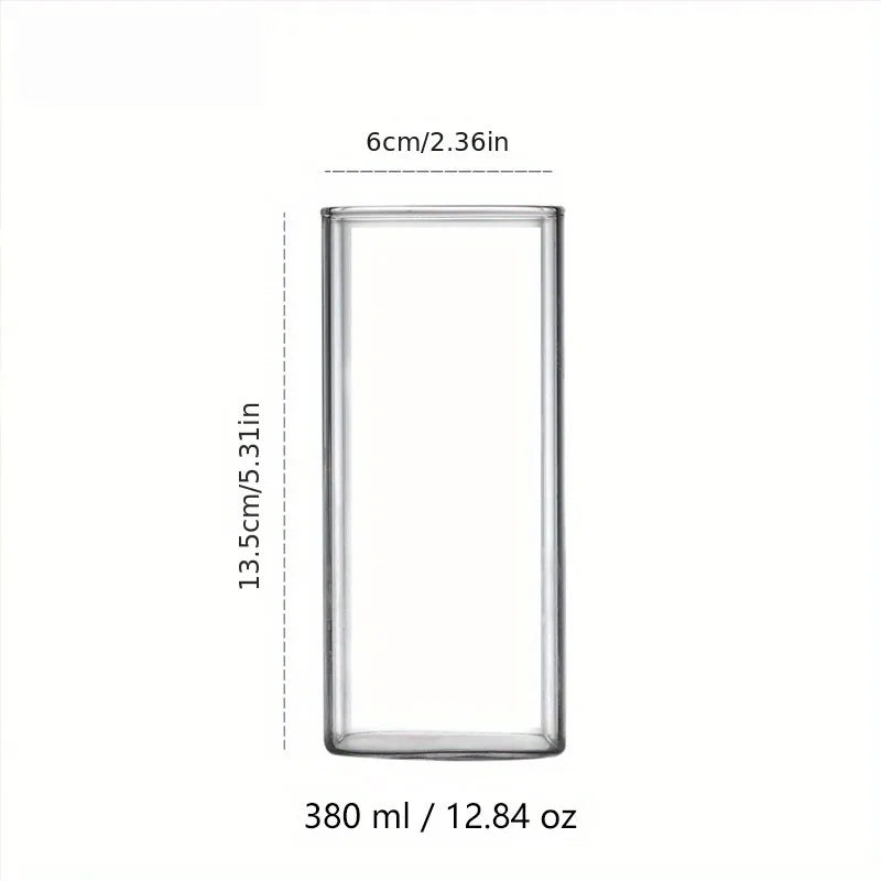 Vaso cuadrado de vidrio creativo DecorBites™ para bebidas frías - Vaso de gran capacidad para café helado y té con leche
