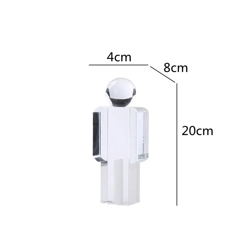 DecorBites™ Estatua de hombre de cristal, figura de vidrio, escultura, adornos para decoración del hogar
