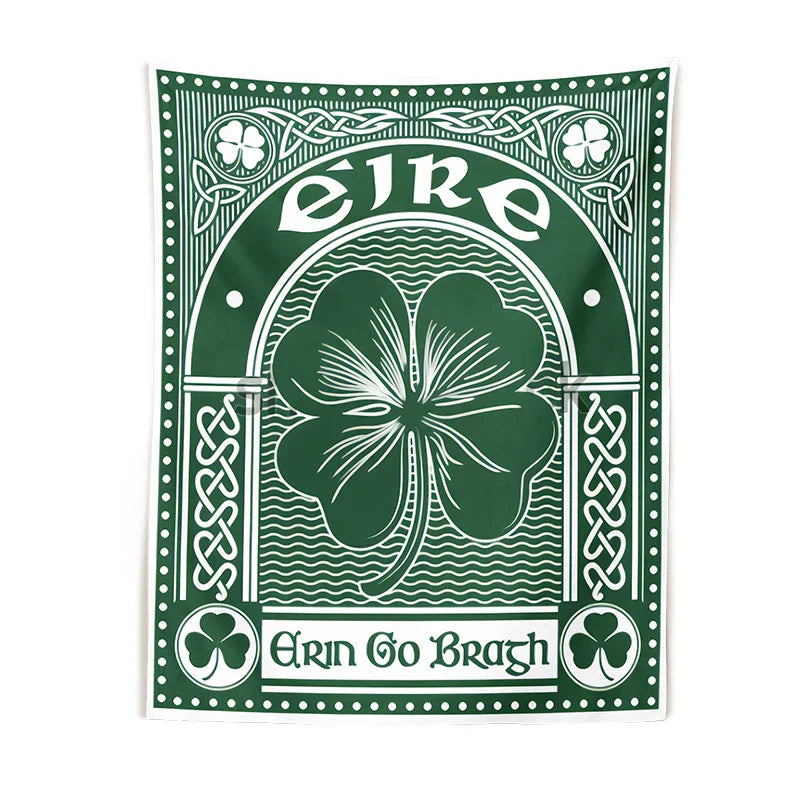 DecorBites™ Clover Psychedelic Gothic Wall Tapestry St. Patrick's Day Celtic Art