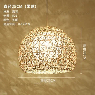 DecorBites™ Hand Woven Rattan Pendant Lights Chandelier Bamboo Modern Living Room Decor