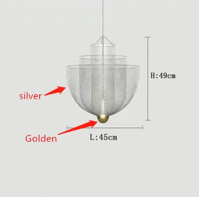 DecorBites™ Grid Meshmatics Dimmable LED Chandelier Pendant - Modern Metal Design