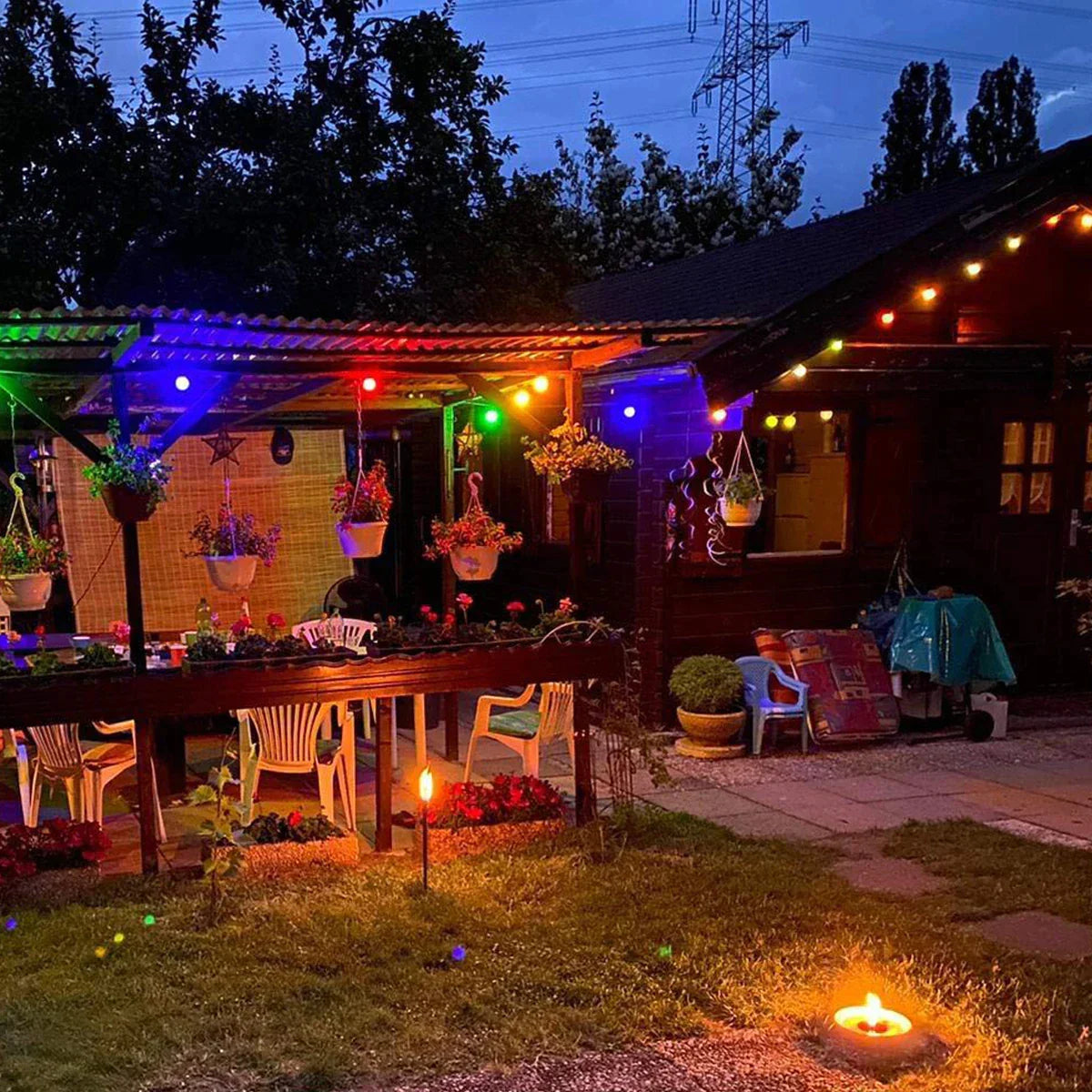 Guirnalda de luces DecorBites™ G45 blanca: Mini bombillas impermeables para exteriores, luz blanca cálida de 2700 K