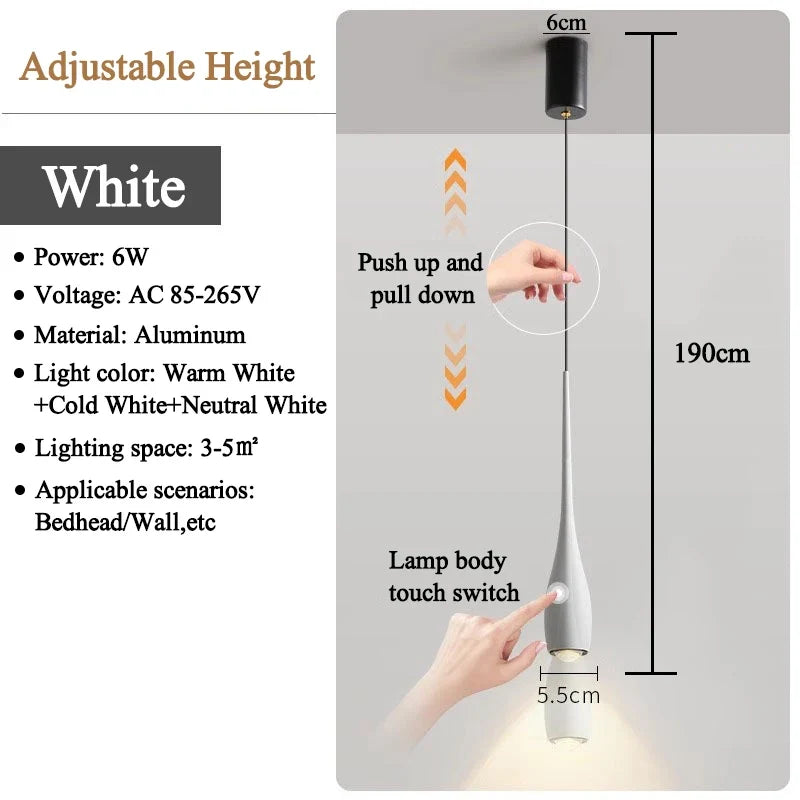 Minimalist Adjustable Touch-Dimming Pendant Light