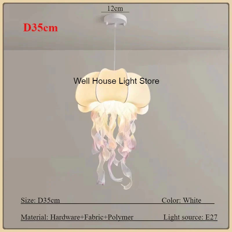 DecorBites™ Jellyfish Silk Chandelier: Romantic Pendant Light for Living Room Bedroom Dining Room