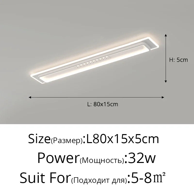 DecorBites™ LED Chandelier Lights Remote Dimming Black White Modern Long Living Room Bedroom Hall Lamps