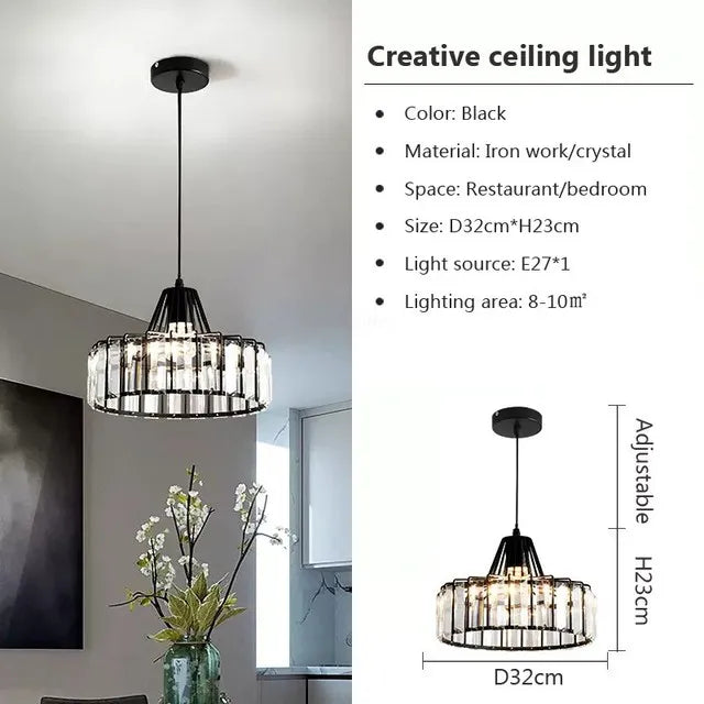 Lámpara colgante LED de cristal DecorBites™: Pantalla dorada retro para sala de estar, dormitorio o comedor.