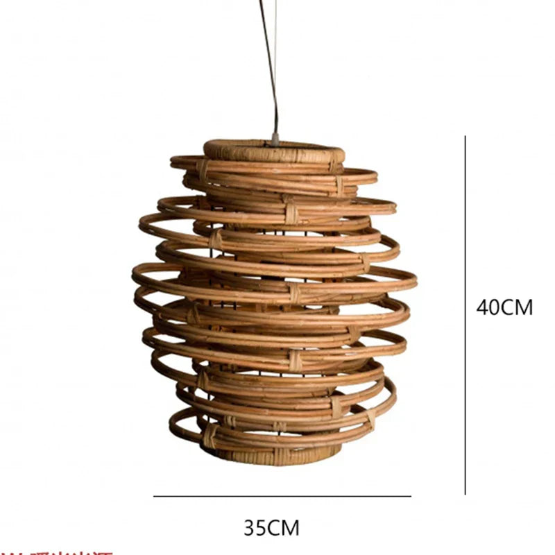 Lámpara colgante DecorBites™ con forma de nido de pájaro de bambú para comedor, lámpara de mimbre hecha a mano para cocina, bar y sala de estar