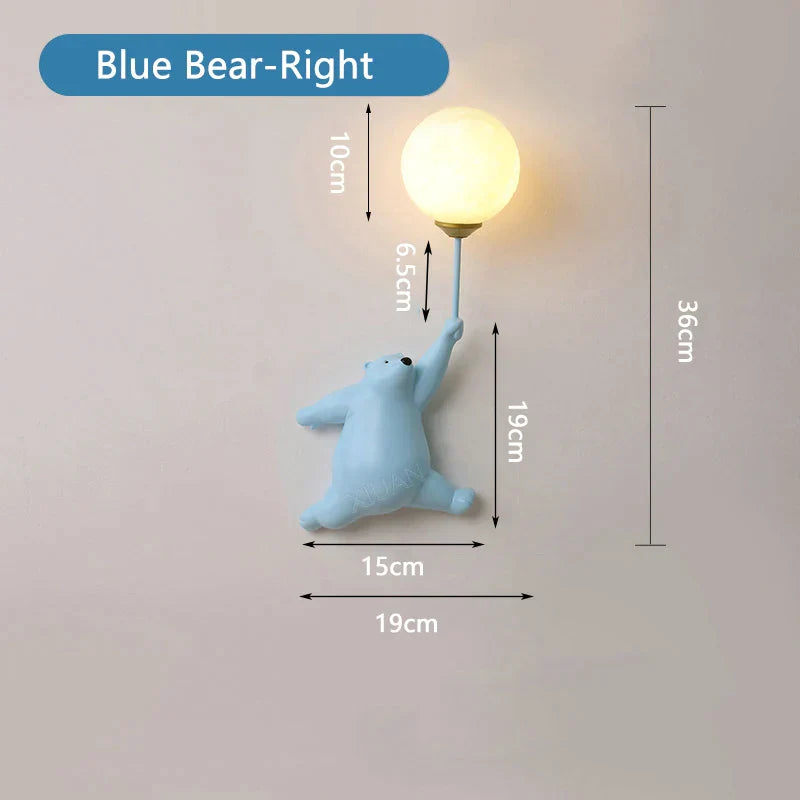 DecorBites™ Kids Bear Moon Wall Lamp | 3D Printed Bedroom Interior Light