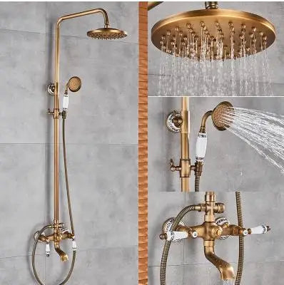 صنبور حوض استحمام نحاسي عتيق من DecorBites™ مزود بفوهة دوارة وخلاط ساخن وبارد