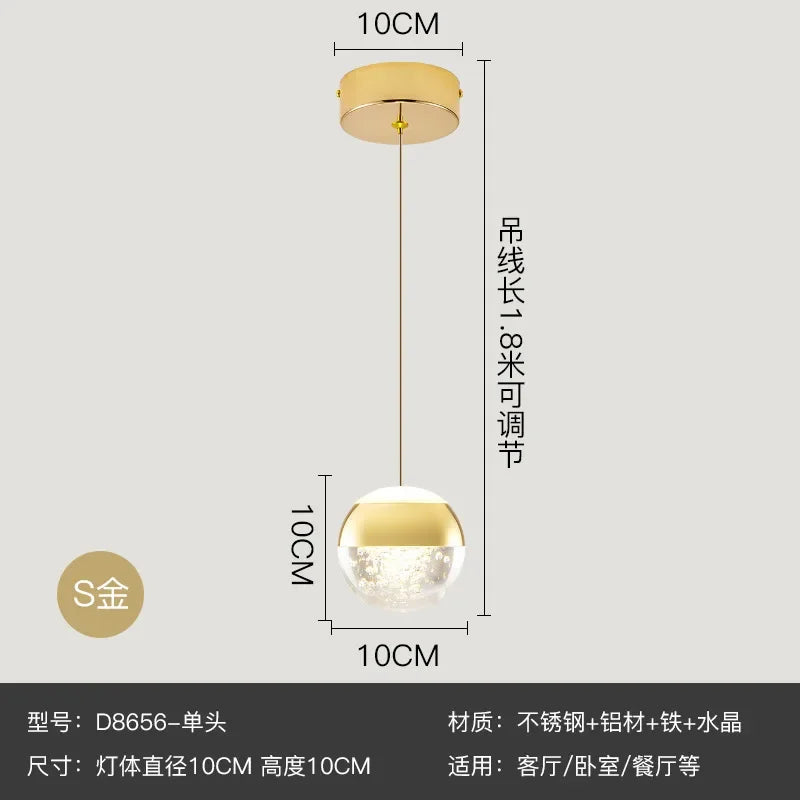 Lámpara de araña LED de cristal DecorBites™ para decoración de comedor e iluminación de isla de cocina