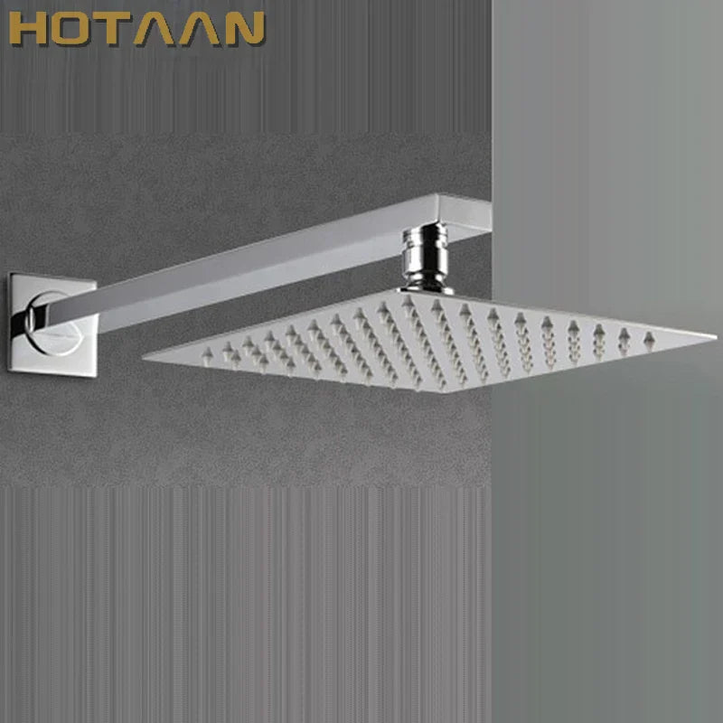 DecorBites™ 20cmx20cm Ultra Thin Rain Shower Head with 42cm Arm