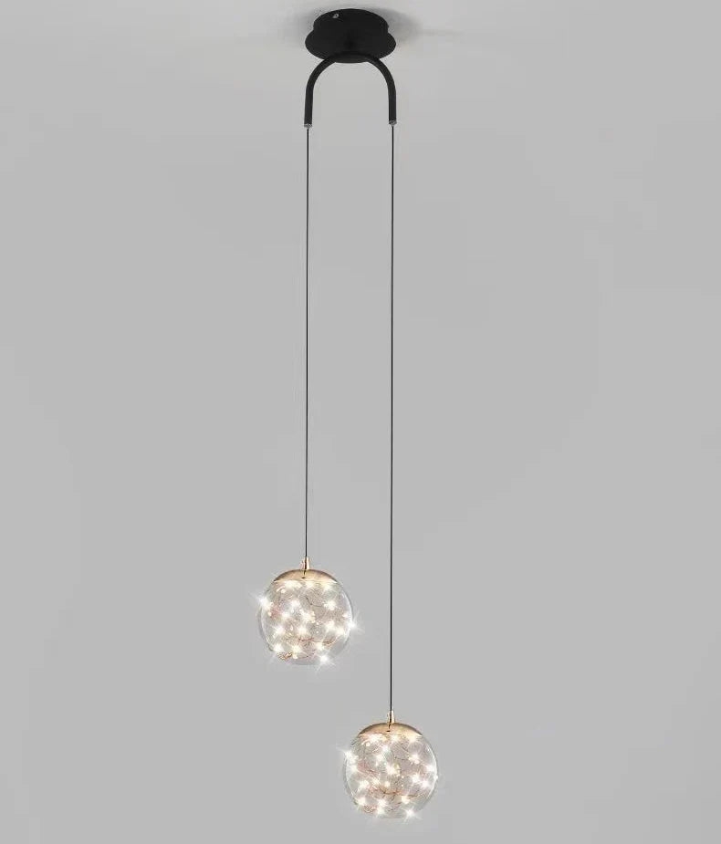 ديكوربايتس™ مصباح معلق مزدوج الرأس من الزجاج لغرفة النوم، ثريات LED حديثة