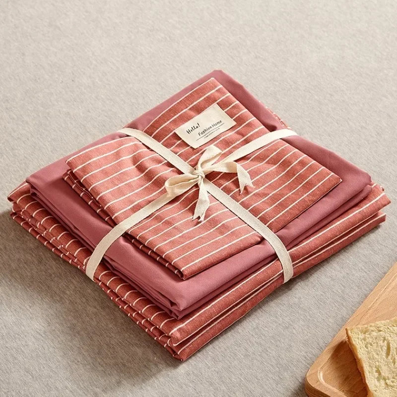 DecorBites™ Japanese Grid Print Bed Set in Washed Cotton for Summer Comfort