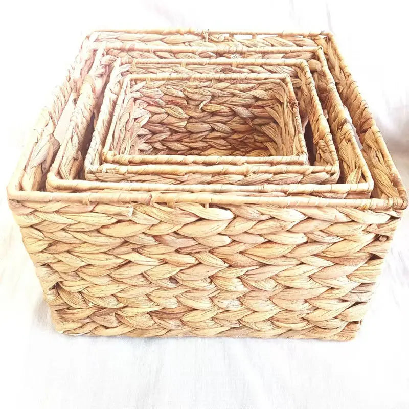 DecorBites™ Woven Rattan Desktop Storage Basket Organizer