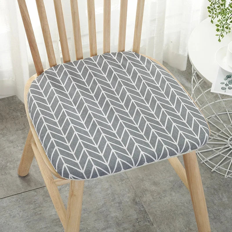 DecorBites™ Cotton Hemp Dining Chair Cushion - Nordic Print, Non-Slip, Comfortable Office & Living Decor