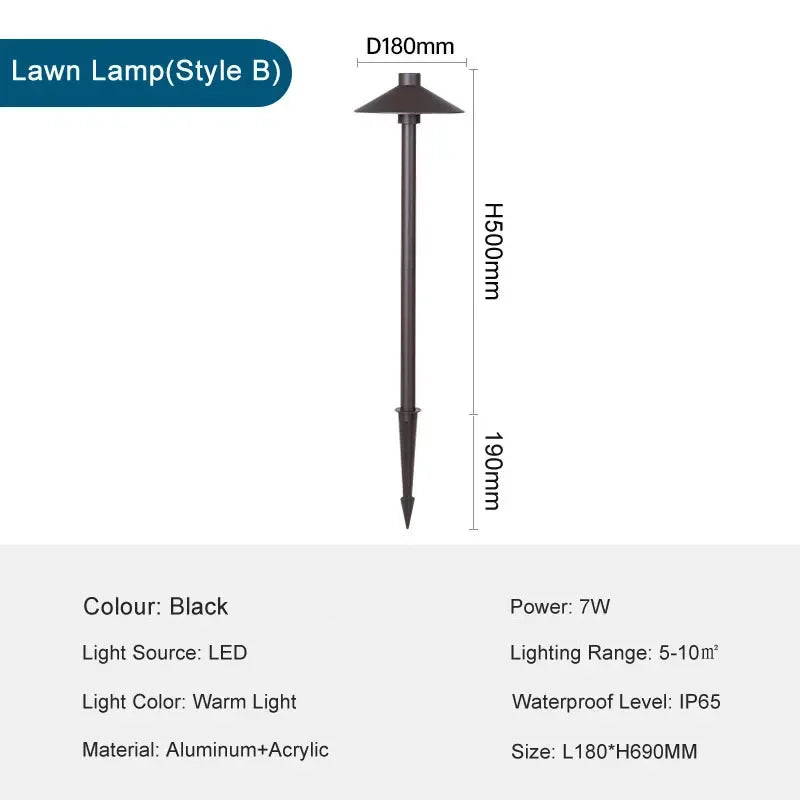 DecorBites™ LED Lawn Light: Outdoor Waterproof Aluminum Spot for Courtyard, Garden, Park, Pathway
