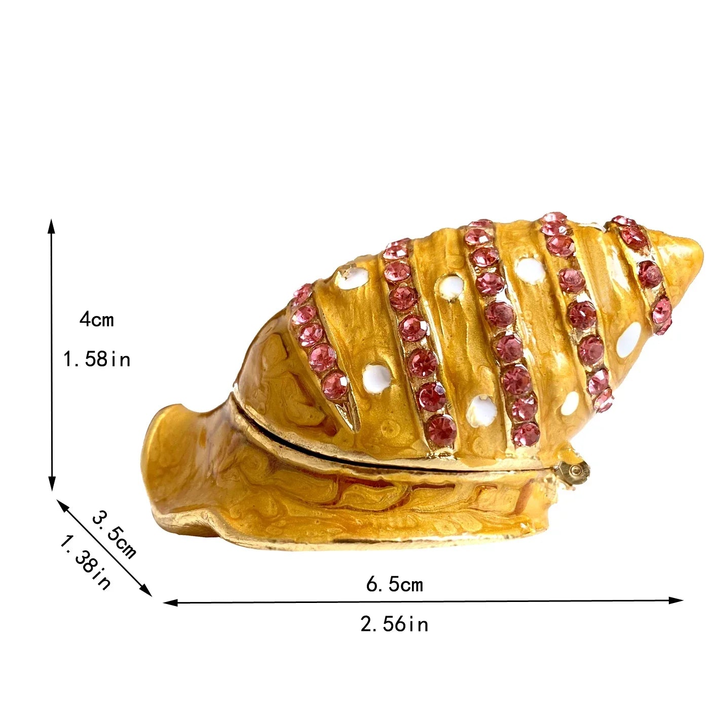 DecorBites™ Jeweled Conch Trinket Box: Enamel Shell Jewelry Holder & Home Decor