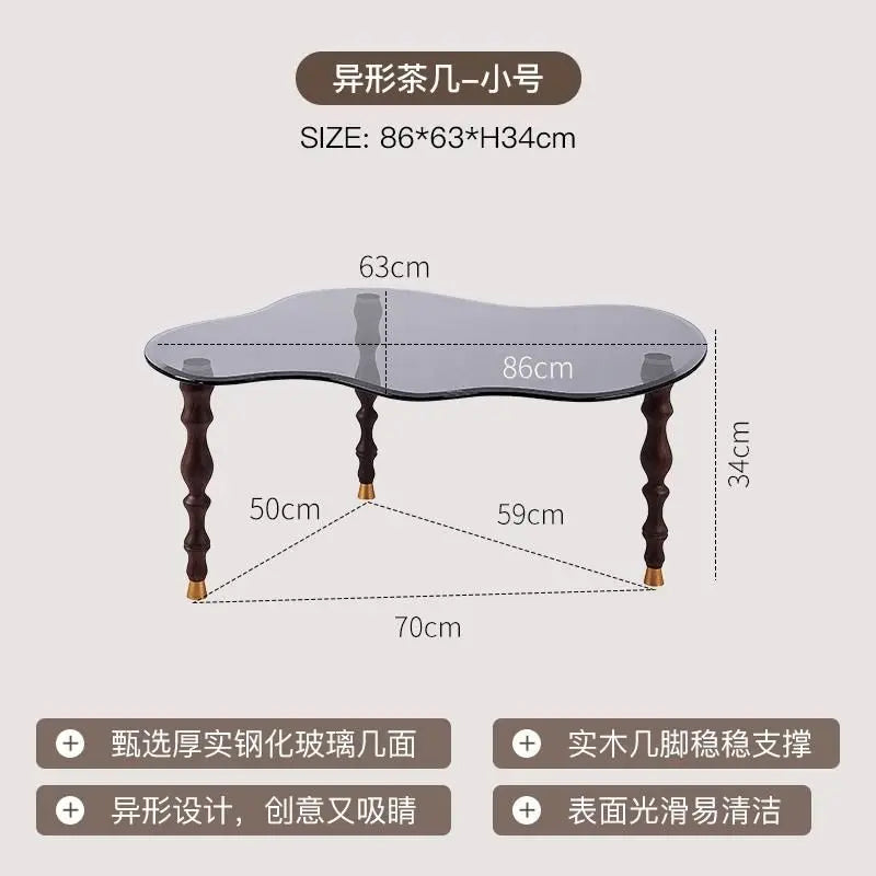 DecorBites™ 80*40cm Solid Wood Peanut-Shaped Coffee Table for Living Room