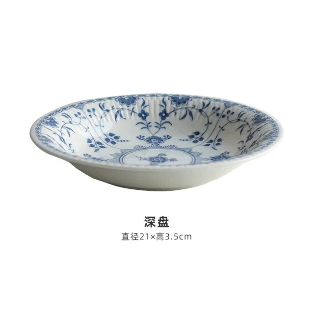 DecorBites™ Blue-and-White Ceramic Dining Set