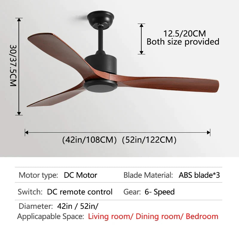 مروحة سقف صناعية سوداء من ديكوربايتس™ مقاس 52 بوصة، تدفق هواء قوي، غرفة معيشة، مكتب، تجاري