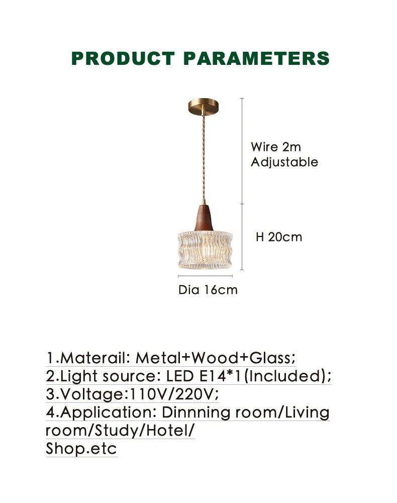 Nordic Wood and Glass Pendant Light