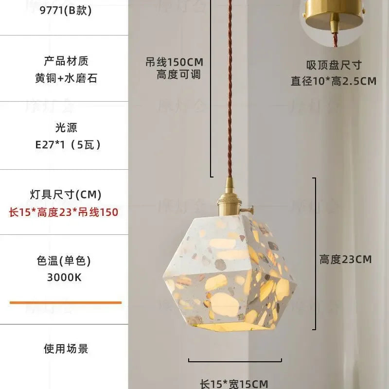 DecorBites™ Cement Marble Chandelier Table Lamp for Bedroom, Restaurant, and Living Room