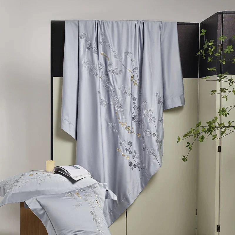 DecorBites™ Egyptian Cotton Flowers Embroidery Bedding Set 6-Piece Home Textiles