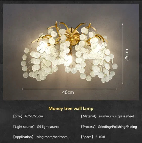 Lámpara de araña DecorBites™ Árbol del Dinero de Cristal - Lámpara colgante LED moderna para salas de estar de lujo