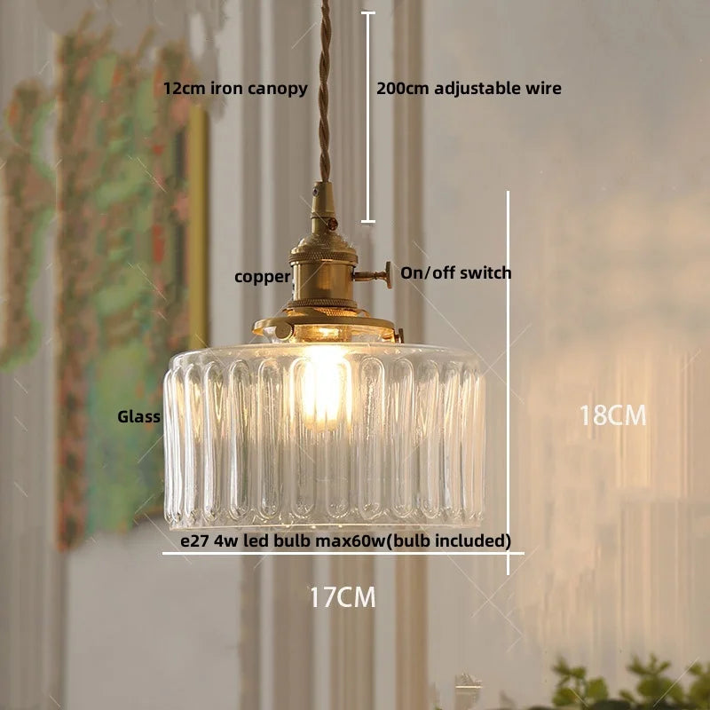DecorBites™ Clear Glass LED Pendant Light Fixture with Copper Socket for Modern Home Decor