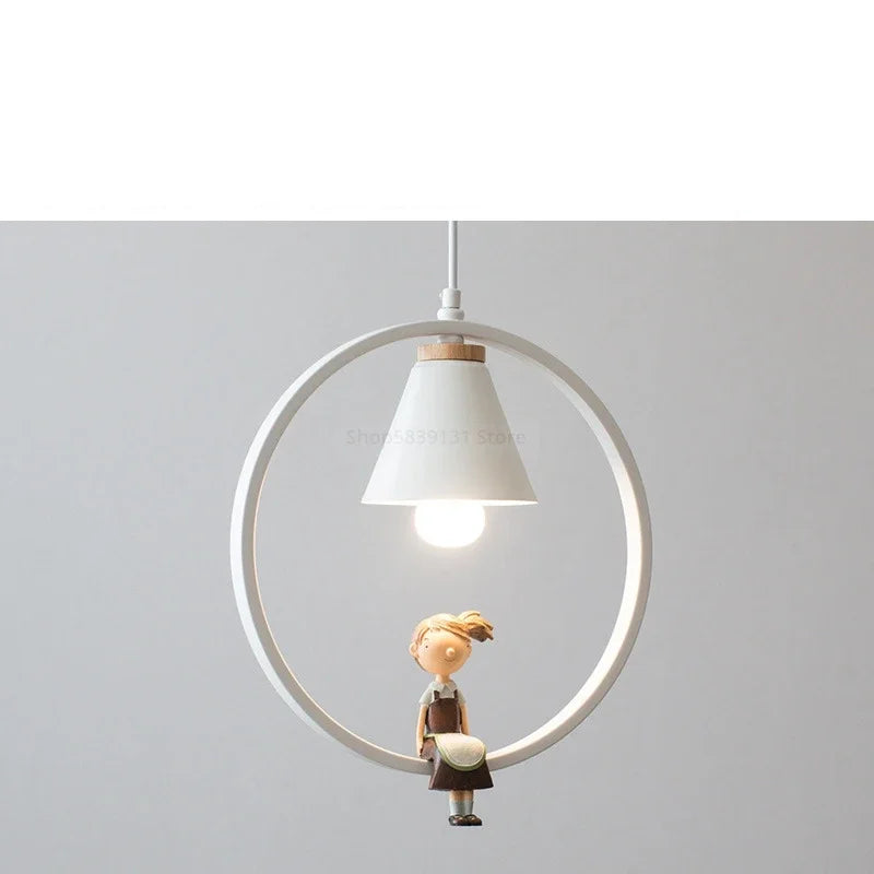 DecorBites™ Iron Ring Pendant Lights Children Bedroom Hanging Lamps LED Bird Fixtures