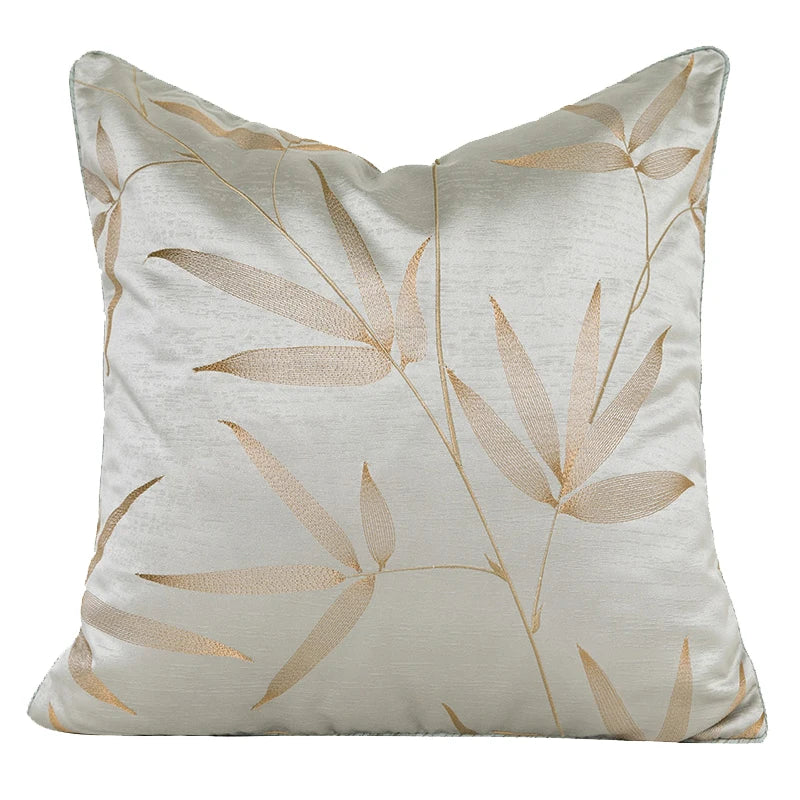 Funda de cojín DecorBites™ con jacquard geométrico de cuatro hojas dorado - Decoración de lujo para el hogar