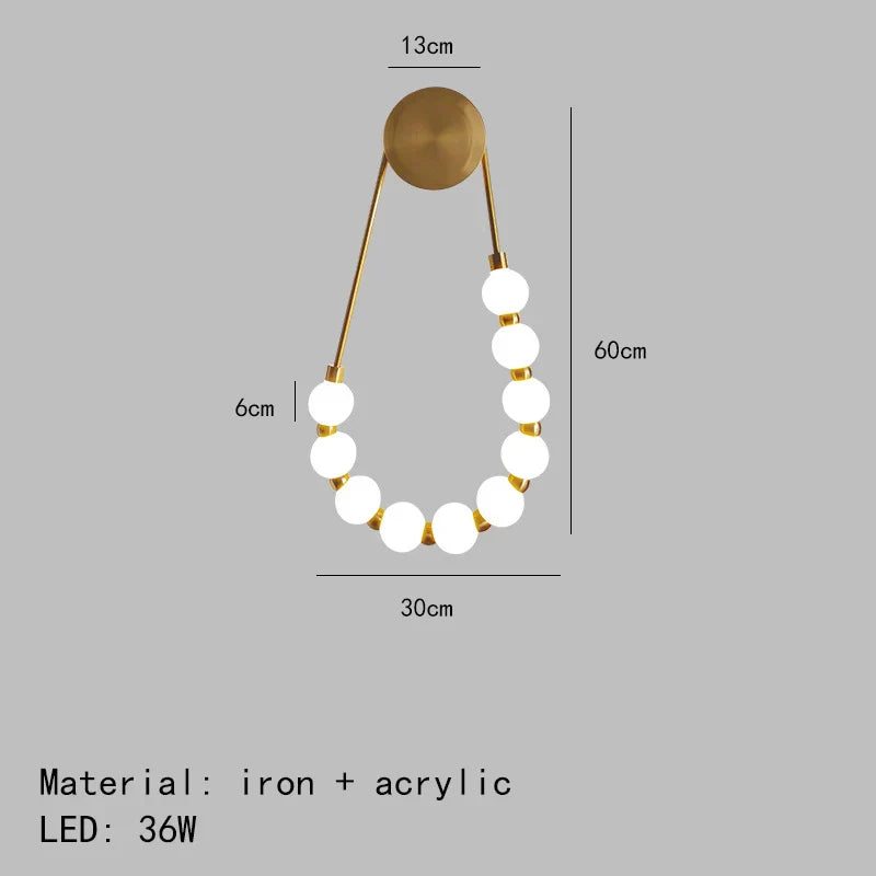 DecorBites™ LED Necklace Wall Lights: Gold Black Metal White Acrylic Sconce for Home Art Deco