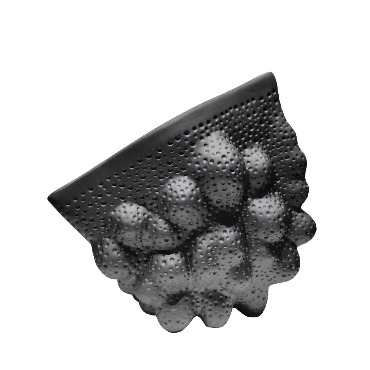 DecorBites™ Black Ceramic Pleated Vase for Stylish Flower Arrangements